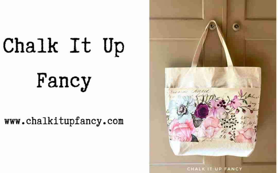 DIY Violet Hill Transfer Applied to Canvas Bag