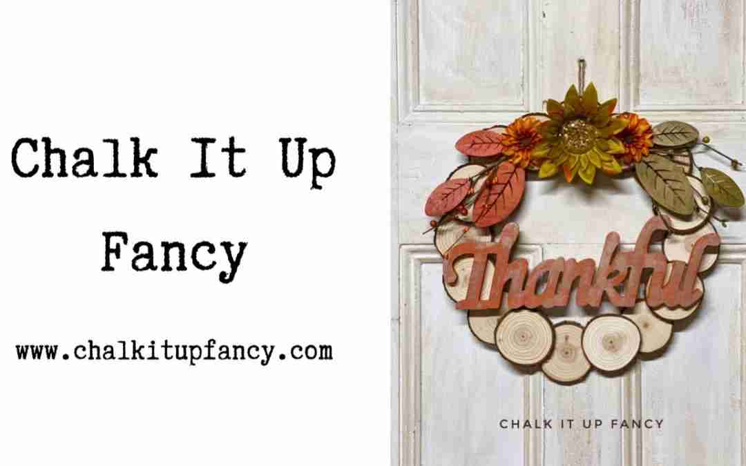 DIY Wood Slice Fall Thankful Wreath