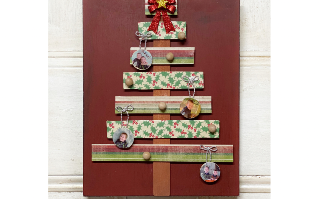 DIY Paint Stick Christmas Tree with Photo Ornaments Supply List