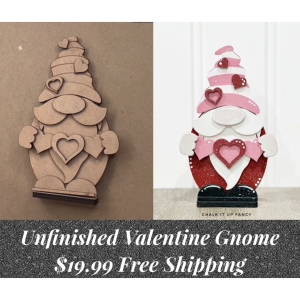 Unfinished Valentine Gnome Cutout