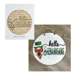 Hello Shenanigan Round Hanger Unfinished