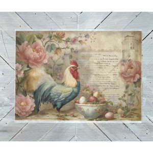 French Rooster Decoupage Rice Paper