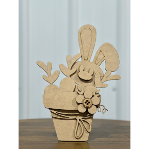 Spring Easter Bunny Pot Shelf Sitter Unfinished
