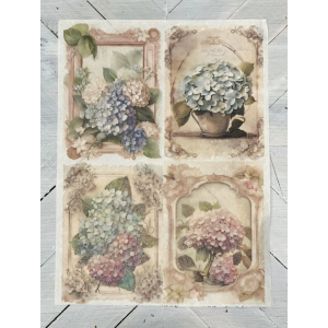 Victorian Hydrangeas Decoupage Rice Paper