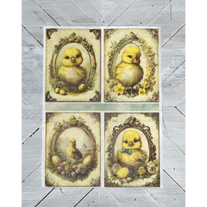 Framed Chicks Decoupage Rice Paper