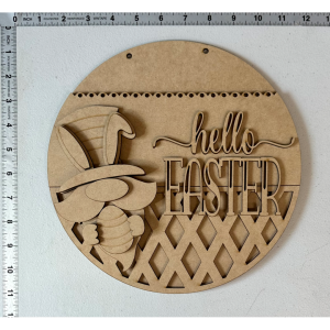 Hello Easter Round Unfinished Cutout