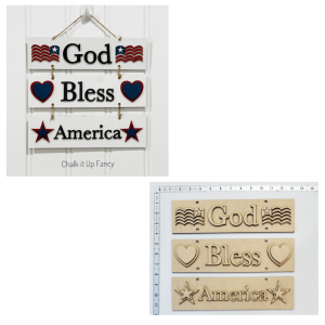 God Bless America 3 Panel Hanger Unfinished Cutout
