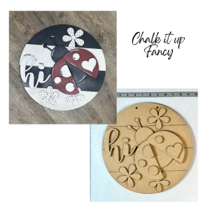 Ladybug Floral 12" Unfinished Round Cutout