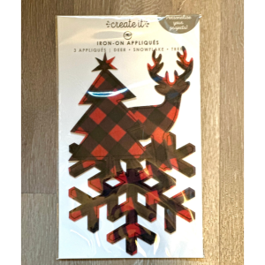Iron On deer, snowflake, and tree Appliqué