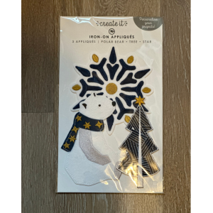 Iron On polar bear, tree, star appliqué