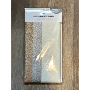 Iron On glitter sheets in gold, silver and white
