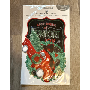 Iron On Appliqué design season greeting , truck, and wreath
