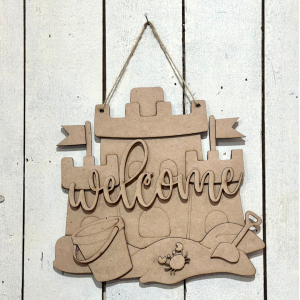 Party Bundle Sandcastle Welcome Hanger Unfinished Cutout (4 pack)