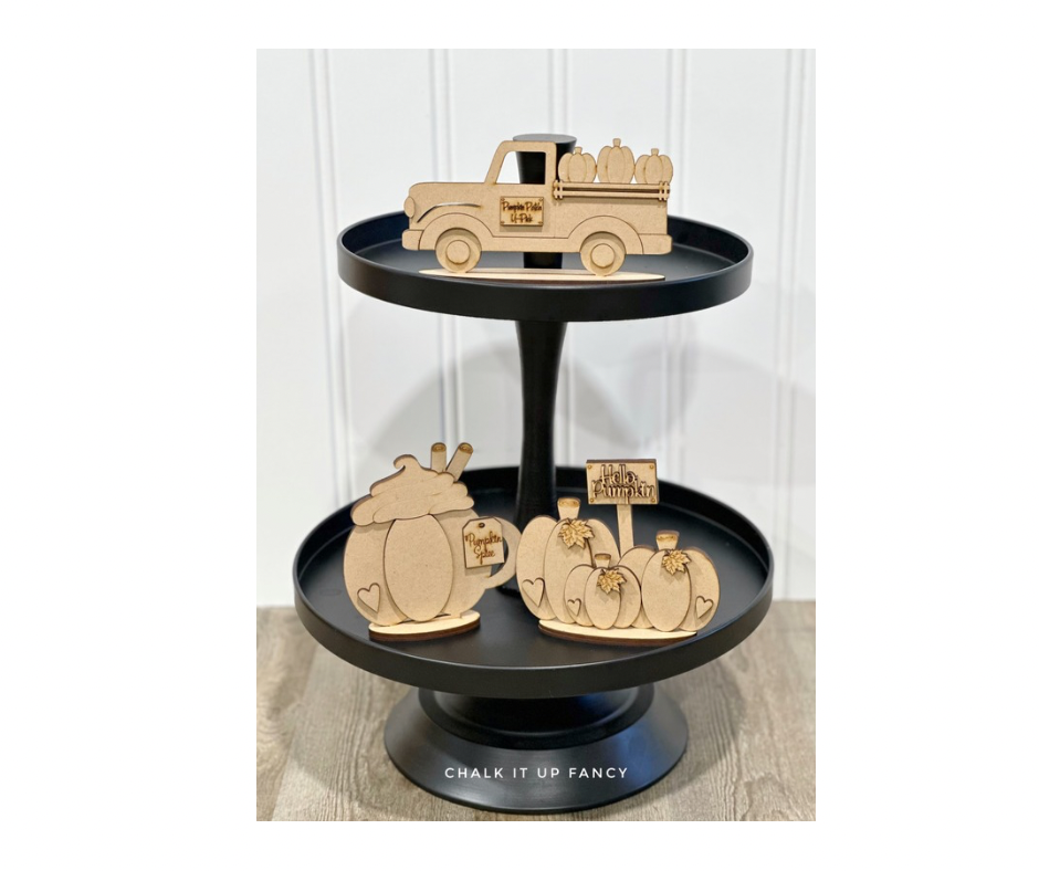 Fall Pumpkin Standing Decor (3 piece) Unfinished Cutout
