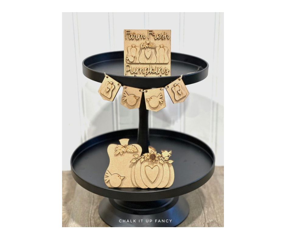 Pumpkin and Crow Theme Decor set (3 piece) Unfinished Cutout