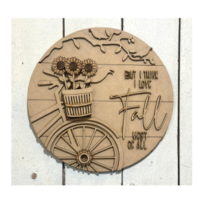 Fall Bike Themed Hanger Unfinished Cutout