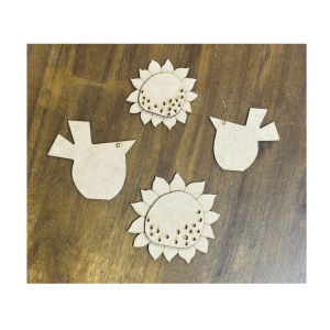 Sunflower and Crow Set Unfinished Cutout
