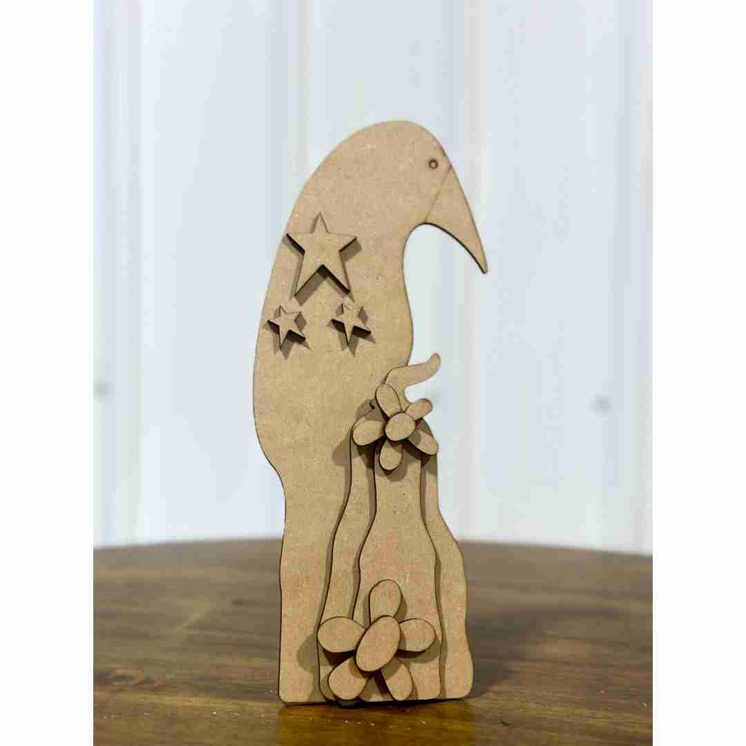 Primitive Crow and Pumpkin Unfinished Cutout
