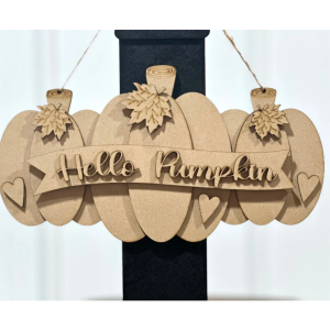 Hello Pumpkin Trio Hanger Unfinished Cutout