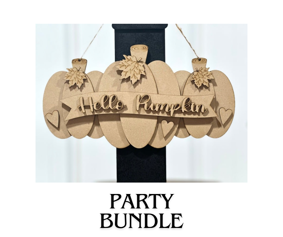 Party Bundle Hello Pumpkin Trio Hanger Unfinished Cutout