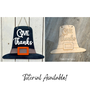 Give Thanks Pilgrim Hat Cutout Unfinished