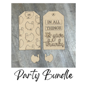 Give Thanks Turkey Tag Cutout Unfinished Party Bundle