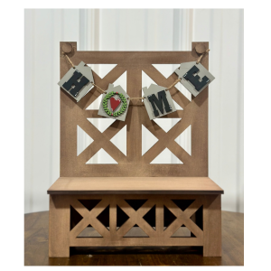 Farmhouse Chair Display with Home Banner Unfinished Cutout