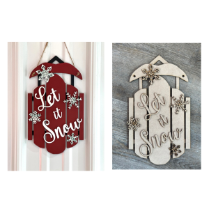 Let It Snow Sled Unfinished Cutout