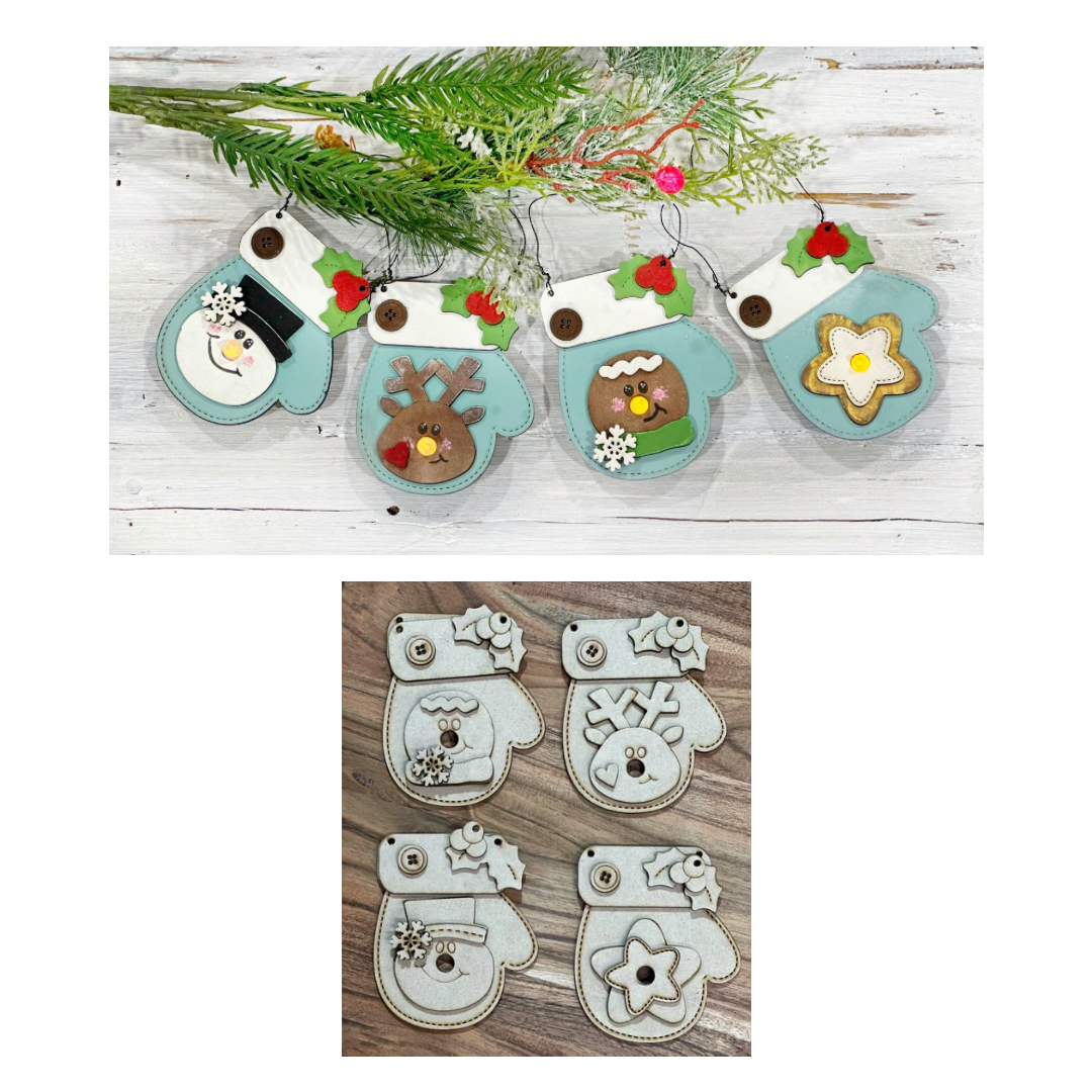 Mitten Tea Light Ornaments Unfinished Cutout (tea lights not included)