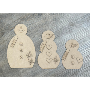 Primitive Winter Snow Family Unfinished Cutout