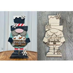 Large Snowball Gnome Unfinished Cutout