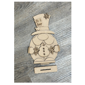 Winter Gnome with Snowman and Snowflakes Unfinished Cutout