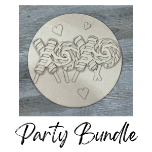 Party Bundle XOXO Valentine Lollipop Round Unfinished Cutout