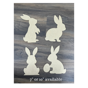 Set of 4 Bunny Shapes Unfinished Cutouts