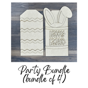 Happy Easter Tag Unfinished Cutout Party Bundle