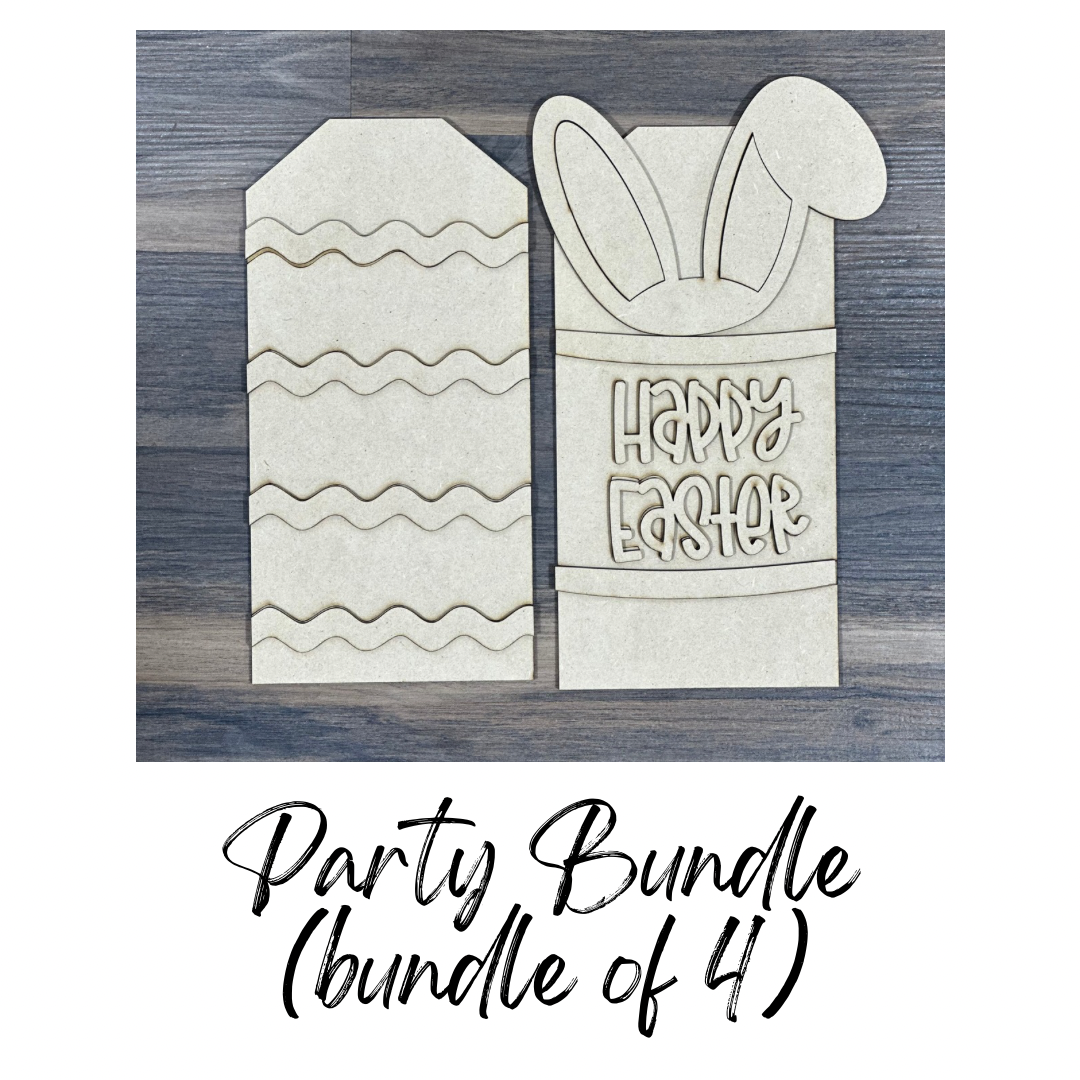 Happy Easter Tag Unfinished Cutout Party Bundle