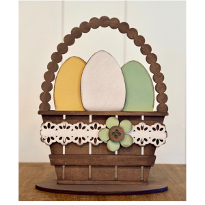 Easter Basket with Eggs Shelf Sitter Unfinished Cutout