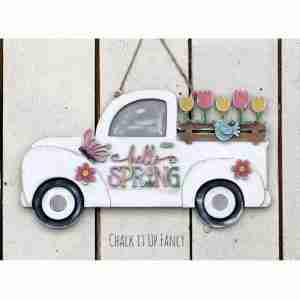 Hello Spring Truck Hanger Unfinished Cutout