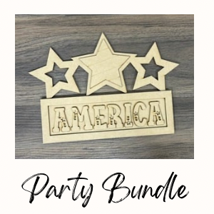 America Star Shelf Sitter Unfinished Cutout Party Bundle