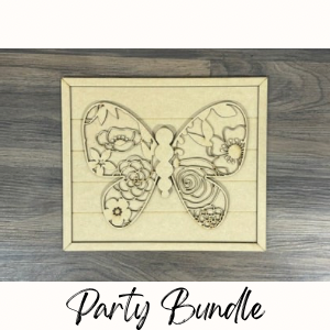 Floral Butterfly Shiplap Sign Unfinished Cutout Party Bundle