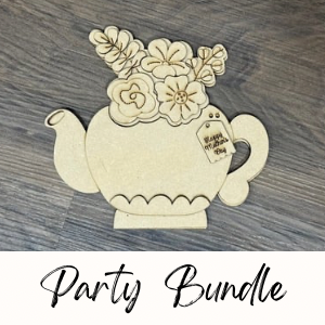 Floral Teapot Shelf Sitter unfinished cutout Party Bundle