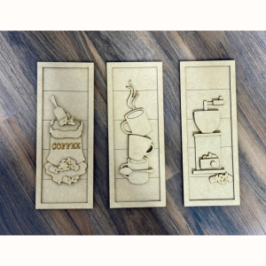 Coffee Trio Unfinished Sign Set