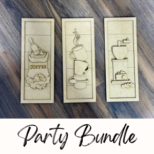 Coffee Trio Unfinished Sign Set Party Bundle