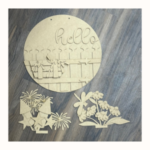 Hello Fence Round with Changeable Parts Cutout Unfinished