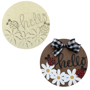 Hello Ladybug Daisy Round Unfinished Cutout