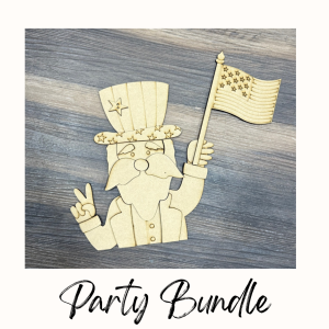 Party Bundle Uncle Sam with Flag Shelf Sitter Cutout Unfinished