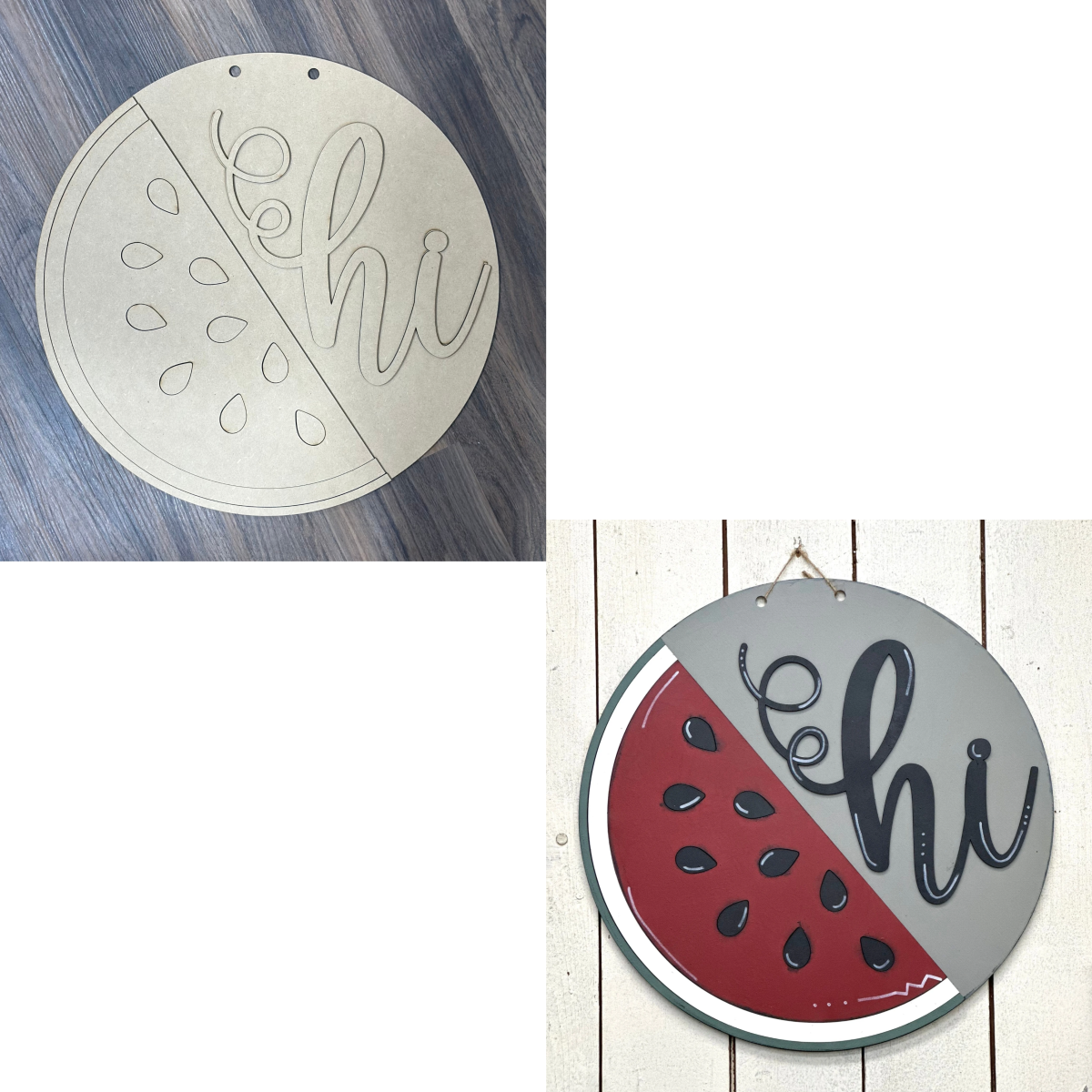 Hi Watermelon Unfinished Cutout Round