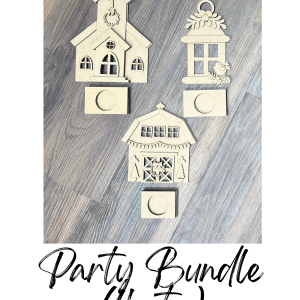 Farmhouse Christmas Votive Shelf Sitter Unfinished Cutout Party Bundle
