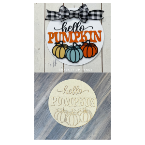 Hello Pumpkin Round 13" Unfinished Cutout