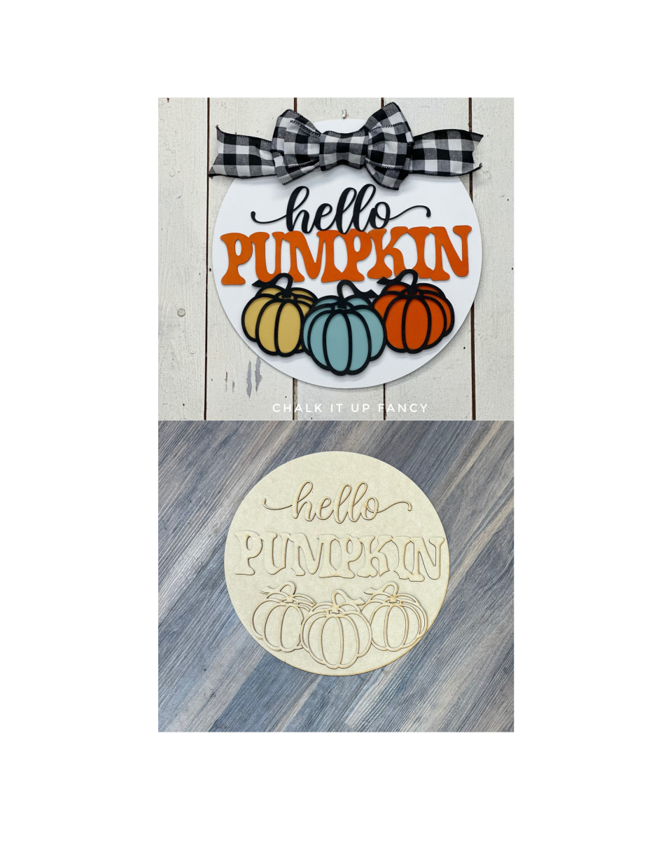 Hello Pumpkin Round 13" Unfinished Cutout